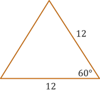 An equilateral triangle with sides having length 12 and angles are 60 degrees.