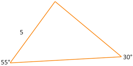 A triangle with side of length 5, adjacent angle of 55 degrees, and opposite angle of 30 degrees.